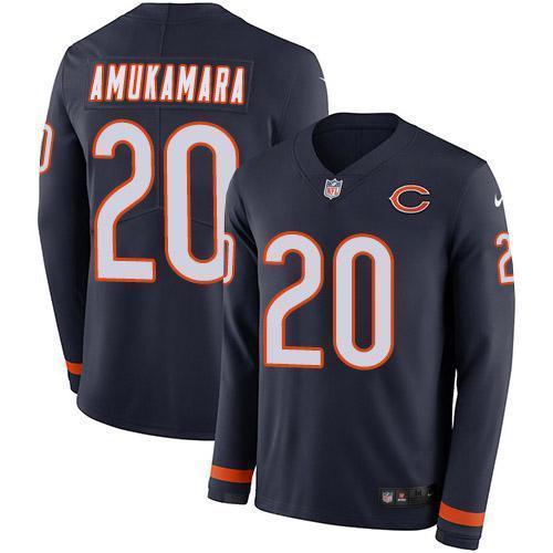 Men's Chicago Bears #20 Prince Amukamara Navy Blue Team Color Stitched NFL Limited Therma Long Sleeve Jersey