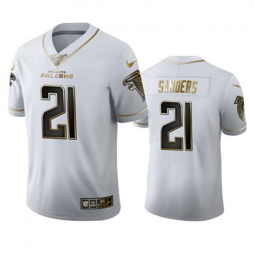 Atlanta Falcons #21 Deion Sanders Nike White Golden Edition Vapor Limited NFL 100 Jersey