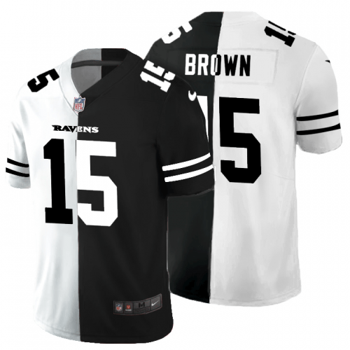 Baltimore Ravens #15 Marquise Brown Black V White Peace Split Nike Vapor Untouchable Limited NFL Jersey