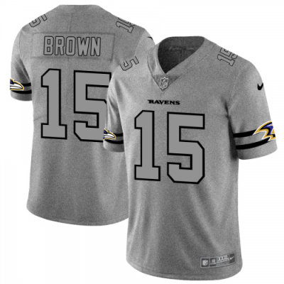 Baltimore Ravens #15 Marquise Brown Nike Gray Gridiron II Vapor Untouchable Limited NFL Jersey