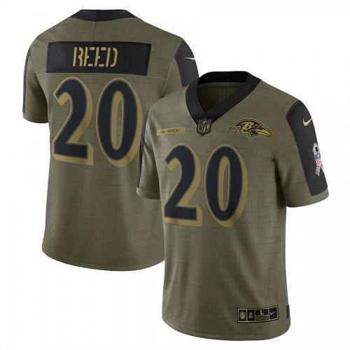 Baltimore Ravens #20 Ed Reed Olive Nike Salute To Service Limited Player Jersey