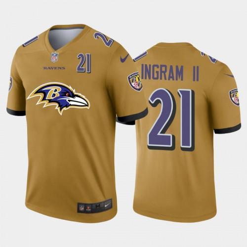 Baltimore Ravens #21 Mark Ingram II Gold Nike Big Team Logo Player Vapor Limited NFL Jersey