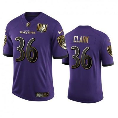 Baltimore Ravens #36 Chuck Clark Nike Purple Team 25th Season Golden Limited NFL Jersey