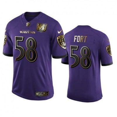 Baltimore Ravens #58 L.J. Fort Nike Purple Team 25th Season Golden Limited NFL Jersey