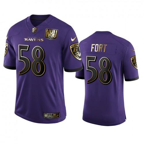 Baltimore Ravens #58 L.J. Fort Nike Purple Team 25th Season Golden Limited NFL Jersey