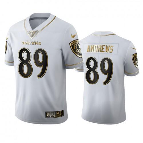 Baltimore Ravens #89 Mark Andrews Nike White Golden Edition Vapor Limited NFL 100 Jersey