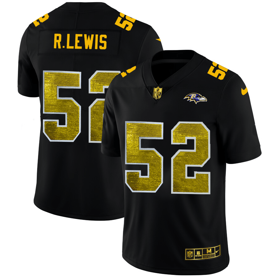 Baltimore Ravens #52 Ray Lewis Black Nike Golden Sequin Vapor Limited NFL Jersey