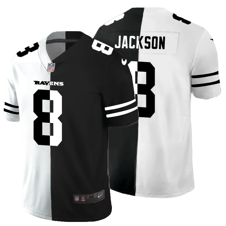 Baltimore Ravens #8 Lamar Jackson Black V White Peace Split Nike Vapor Untouchable Limited NFL Jersey