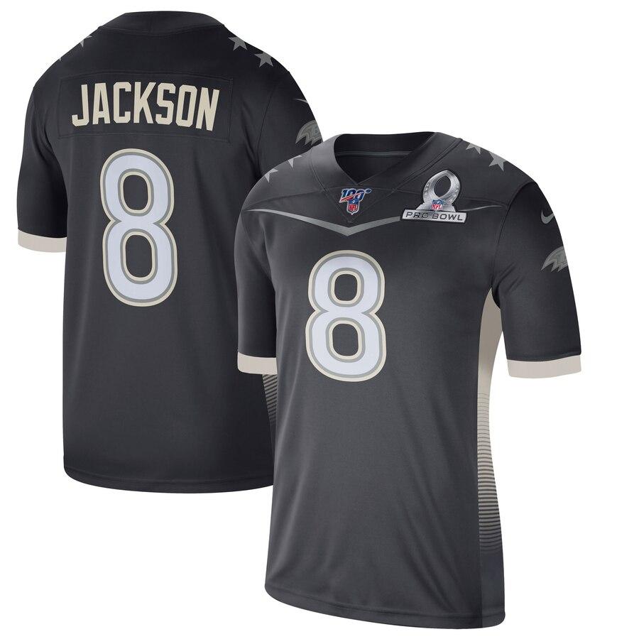 Baltimore Ravens #8 Lamar Jackson Nike 2020 AFC Pro Bowl Game Jersey Anthracite