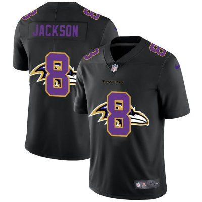 Baltimore Ravens #8 Lamar Jackson Nike Team Logo Dual Overlap Limited NFL Jersey Black