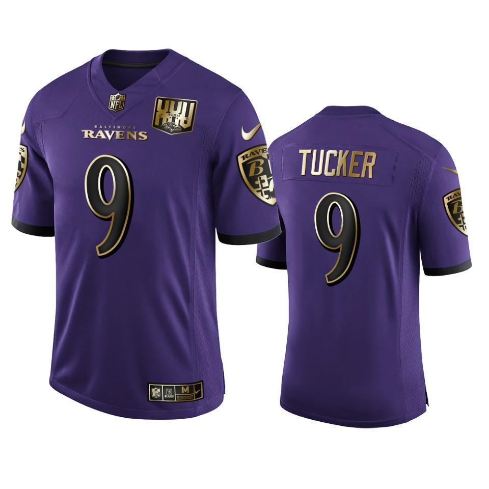 Baltimore Ravens #9 Justin Tucker Nike Purple Team 25th Season Golden Limited NFL Jersey