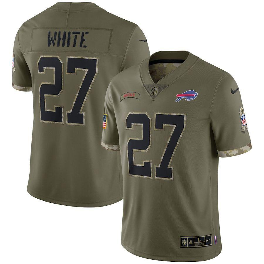 Buffalo Bills #27 Ttredavious White 2022 Salute To Service Limited Jersey - Olive