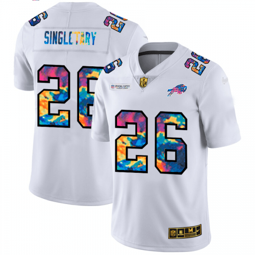 Buffalo Buffalo Bills #26 Devin Singletary White Multi-Color 2020 NFL Crucial Catch Limited NFL Jersey