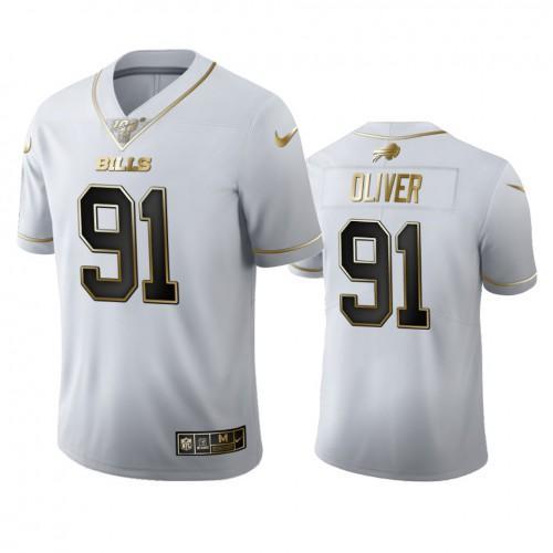 Buffalo Buffalo Bills #91 Ed Oliver White Golden Edition Vapor Limited NFL 100 Jersey