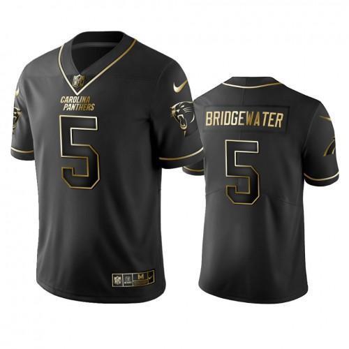Carolina Panthers #5 Teddy Bridgewater Stitched NFL Vapor Untouchable Limited Black Golden Jersey