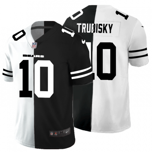 Chicago Chicago Bears #10 Mitchell Trubisky Black V White Peace Split Nike Vapor Untouchable Limited NFL Jersey