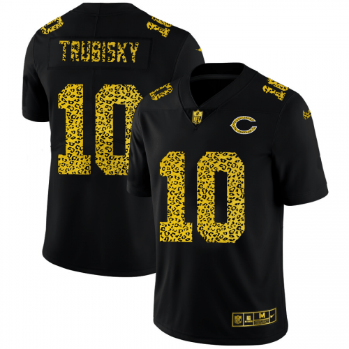 Chicago Chicago Bears #10 Mitchell Trubisky Nike Leopard Print Fashion Vapor Limited NFL Jersey Black