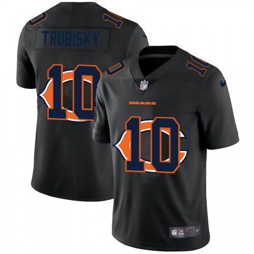 Chicago Chicago Bears #10 Mitchell Trubisky Nike Team Logo Dual Overlap Limited NFL Jersey Black