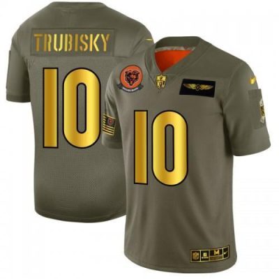 Chicago Chicago Bears #10 Mitchell Trubisky NFL Nike Olive Gold 2019 Salute to Service Limited Jersey