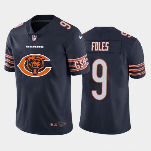 Chicago Chicago Bears #9 Nick Foles Navy Blue Nike Big Team Logo Vapor Limited NFL Jersey