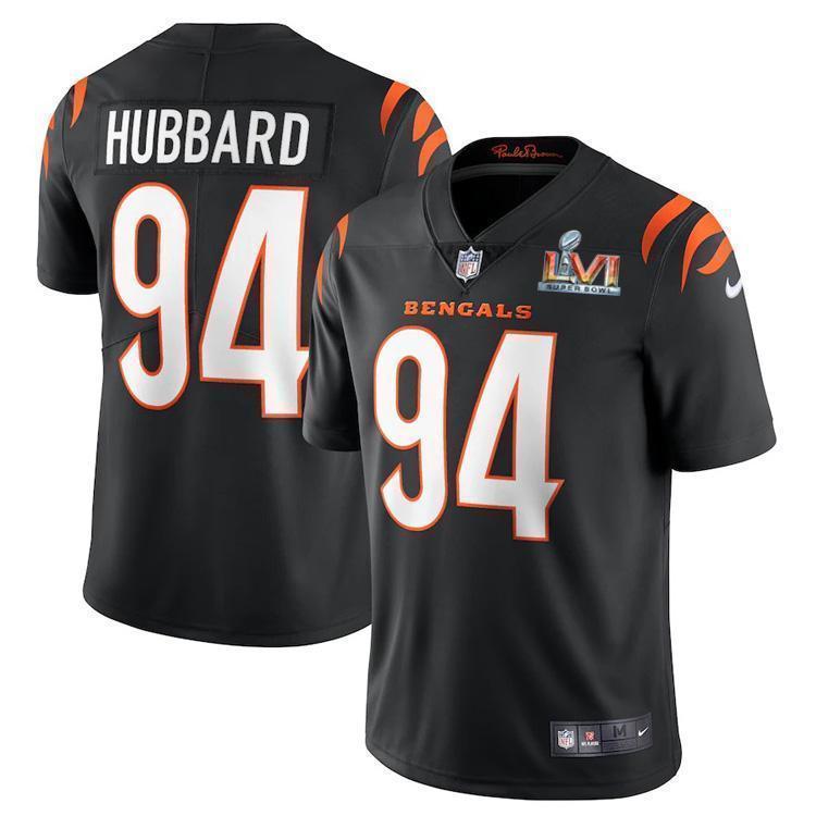 Cincinnati Bengals #94 Sam Hubbard Black Super Bowl LVI Patch Nike Vapor Limited Jersey