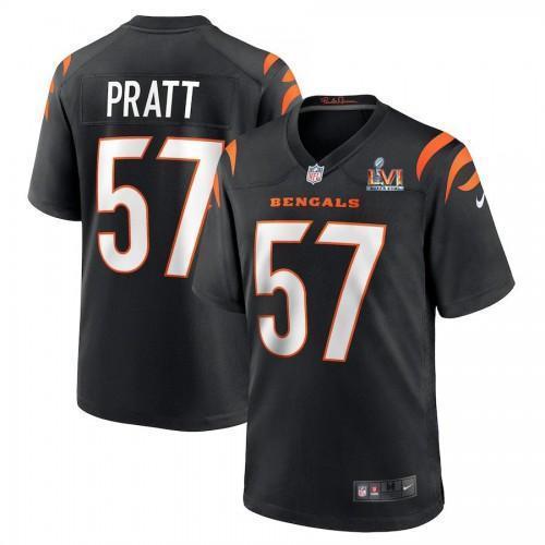 Cincinnati Cincinnati Bengals #57 Germaine Pratt Black Super Bowl LVI Patch Nike Game Jersey