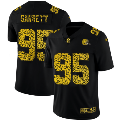 Cleveland Browns #95 Myles Garrett Nike Leopard Print Fashion Vapor Limited NFL Jersey Black