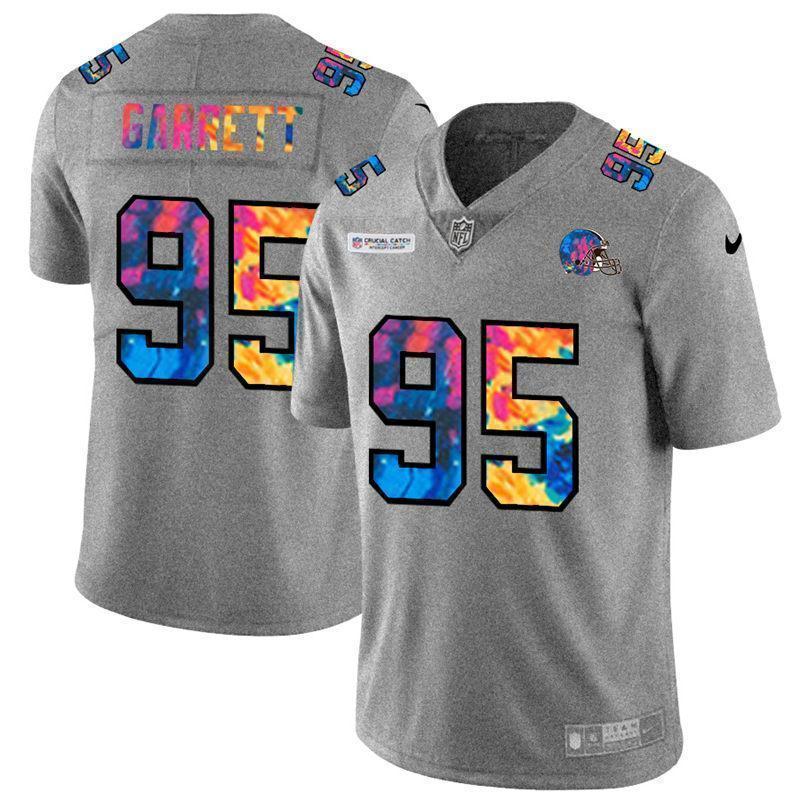 Cleveland Browns #95 Myles Garrett Nike Multi-Color 2020 NFL Crucial Catch NFL Jersey Greyheather