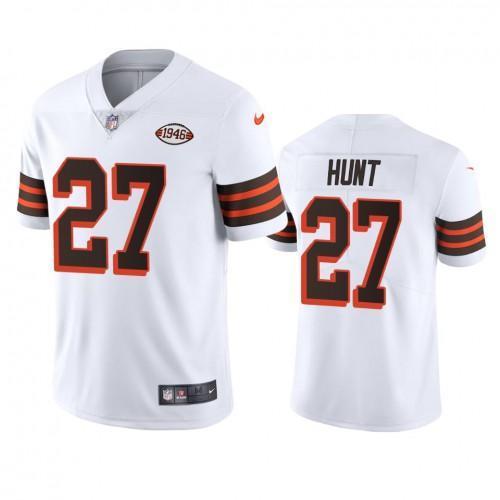 Cleveland Cleveland Browns #27 Kareem Hunt Nike 1946 Collection Alternate Vapor Limited NFL Jersey - White