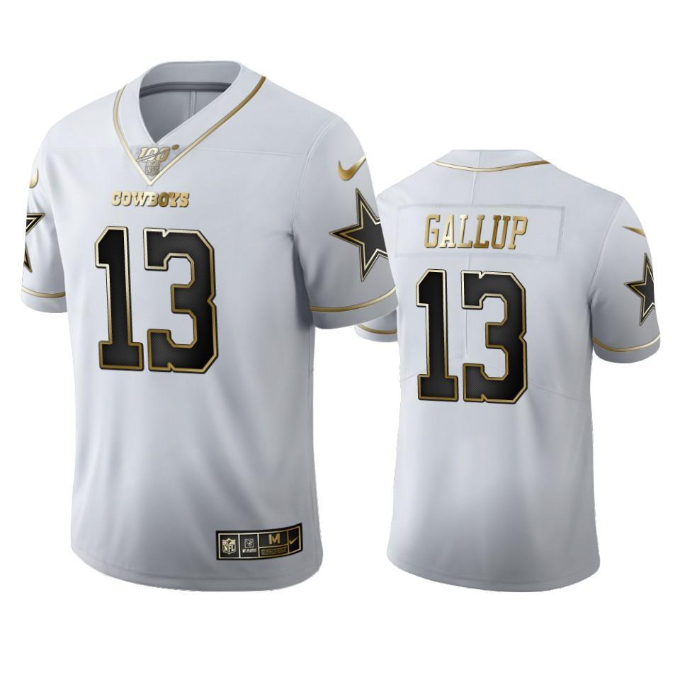 Dallas Cowboys #13 Michael Gallup Nike White Golden Edition Vapor Limited NFL 100 Jersey