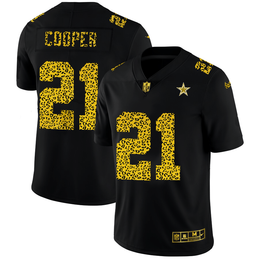 Dallas Cowboys #21 Ezekiel Elliott Nike Leopard Print Fashion Vapor Limited NFL Jersey Black