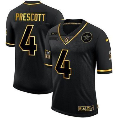 Dallas Cowboys #4 Dak Prescott Nike 2020 Salute To Service Golden Limited NFL Jersey Black