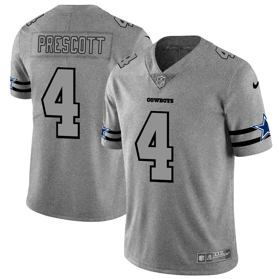 Dallas Cowboys #4 Dak Prescott Nike Gray Gridiron II Vapor Untouchable Limited NFL Jersey