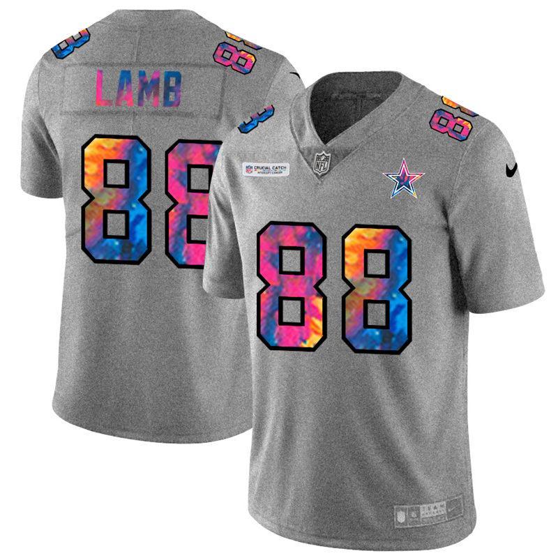 Dallas Cowboys #88 CeeDee Lamb Nike Multi-Color 2020 NFL Crucial Catch NFL Jersey Greyheather