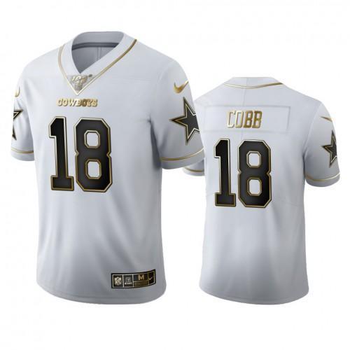 Dallas Cowboys #18 Randall Cobb Nike White Golden Edition Vapor Limited NFL 100 Jersey