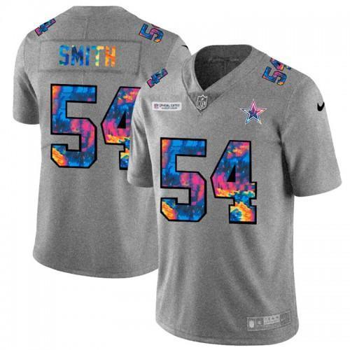 Dallas Cowboys #54 Jaylon Smith Nike Multi-Color 2020 NFL Crucial Catch NFL Jersey Greyheather