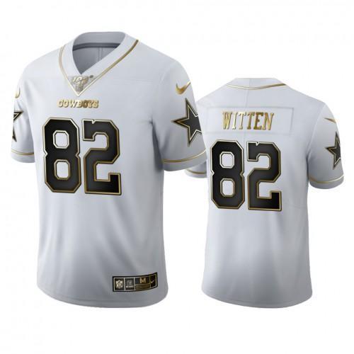 Dallas Cowboys #82 Jason Witten Nike White Golden Edition Vapor Limited NFL 100 Jersey
