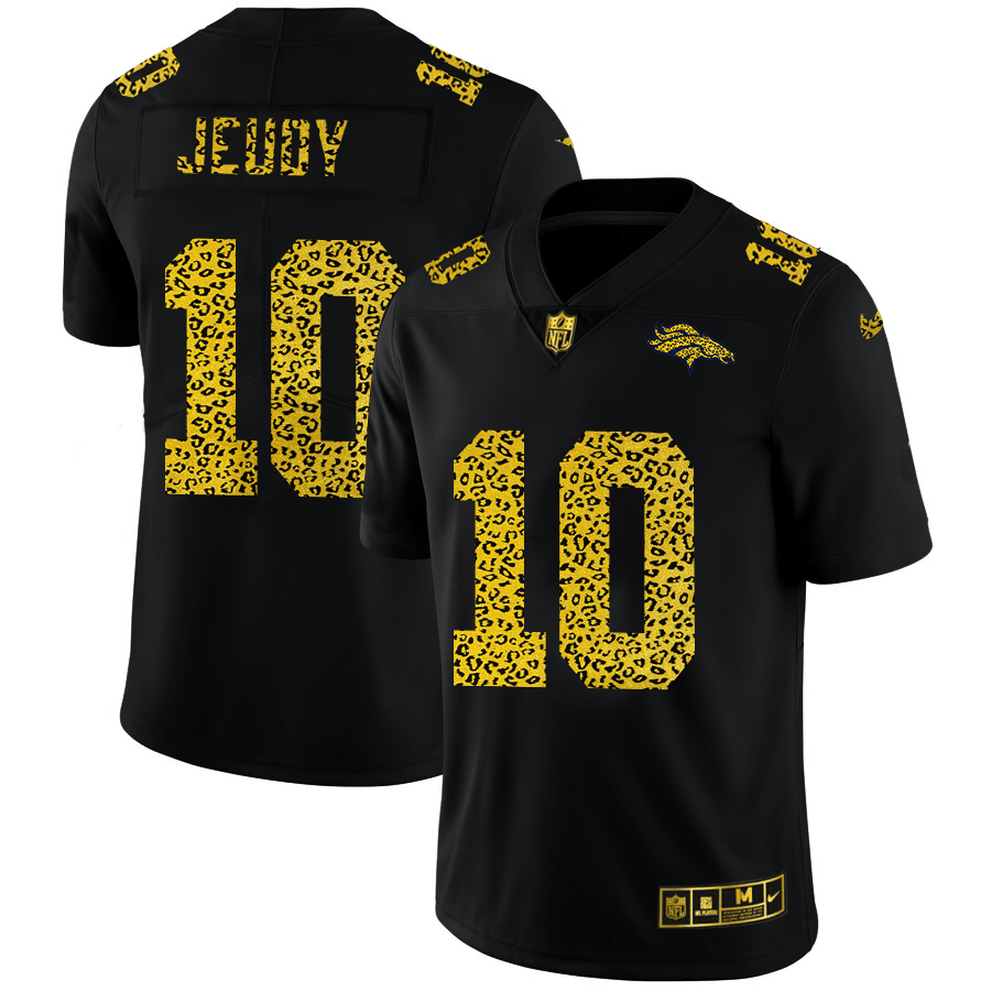 Denver Broncos #10 Jerry Jeudy Nike Leopard Print Fashion Vapor Limited NFL Jersey Black