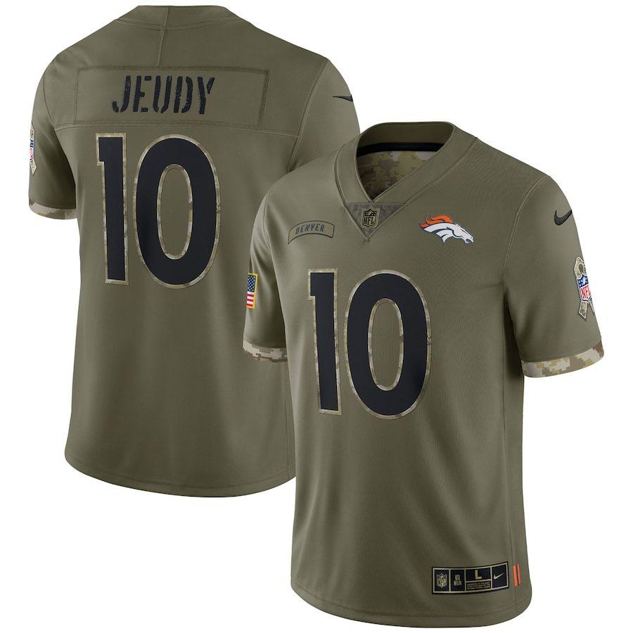 Denver Broncos #10 Jerry Jeudy Nike 2022 Salute To Service Limited Jersey - Olive