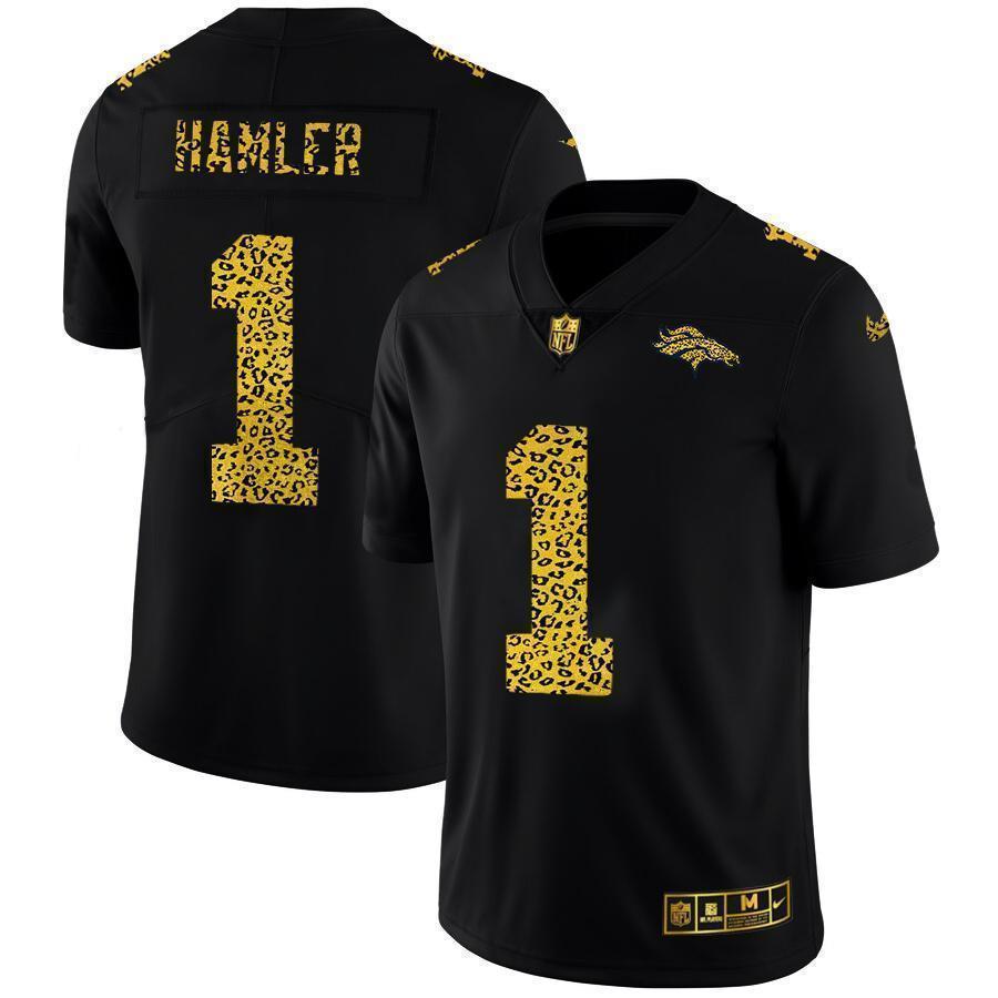 Denver Broncos #1 KJ Hamler Nike Leopard Print Fashion Vapor Limited NFL Jersey Black