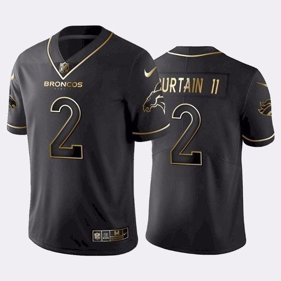 Denver Broncos #2 Patrick Surtain II Nike Black Golden Limited NFL 100 Jersey