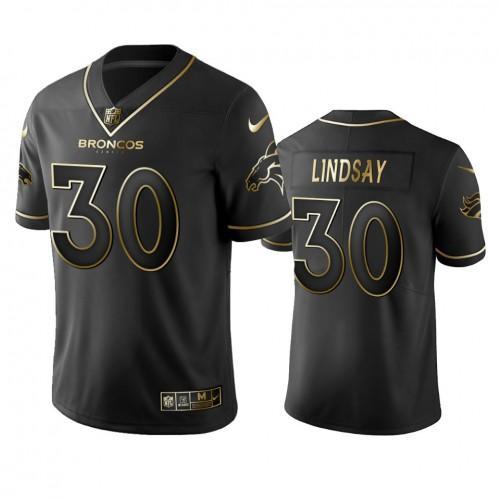 Denver Broncos #30 Phillip Lindsay Stitched NFL Vapor Untouchable Limited Black Golden Jersey