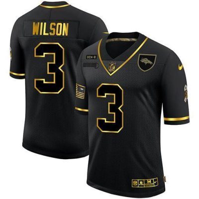 Denver Broncos #3 Russell Wilson Nike 2020 Salute To Service Golden Limited NFL Jersey Black