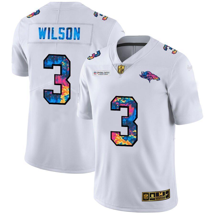 Denver Broncos #3 Russell Wilson White Nike Multi-Color 2020 NFL Crucial Catch Limited NFL Jersey