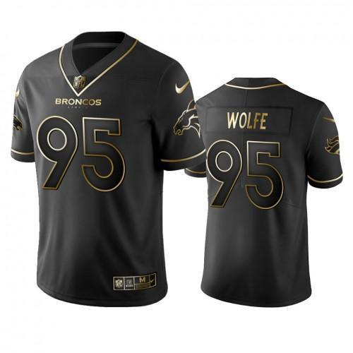 Denver Broncos #95 Derek Wolfe Stitched NFL Vapor Untouchable Limited Black Golden Jersey