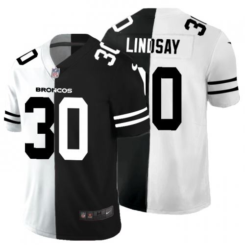 Denver Denver Broncos #30 Phillip Lindsay Black V White Peace Split Nike Vapor Untouchable Limited NFL Jersey