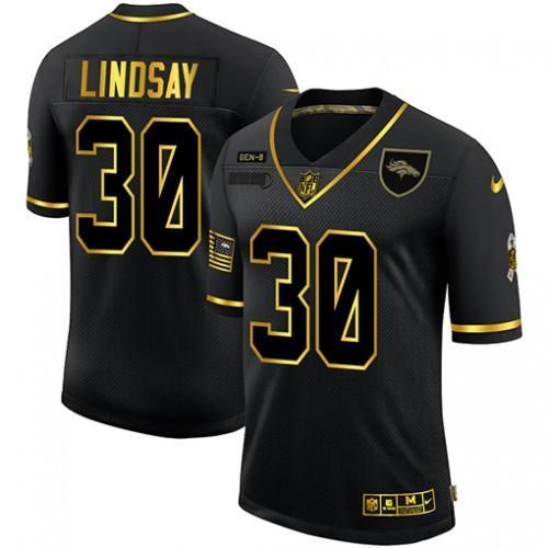Denver Denver Broncos #30 Phillip Lindsay Nike 2020 Salute To Service Golden Limited NFL Jersey Black