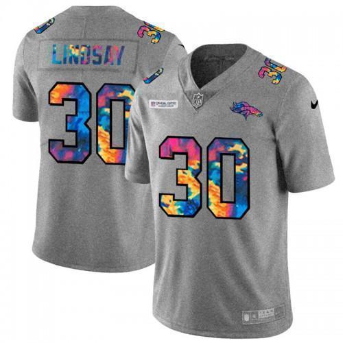 Denver Denver Broncos #30 Phillip Lindsay Nike Multi-Color 2020 NFL Crucial Catch NFL Jersey Greyheather