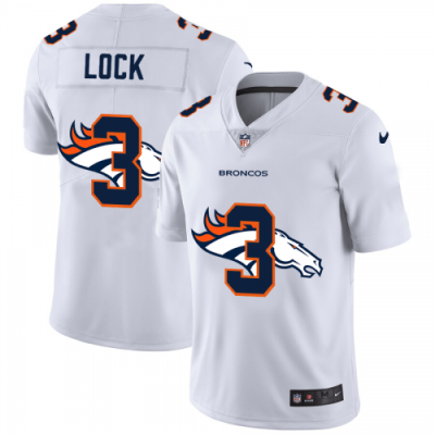 Denver Denver Broncos #3 Drew Lock White Nike Team Logo Dual Overlap Limited NFL Jersey