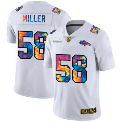 Denver Denver Broncos #58 Von Miller White Nike Multi-Color 2020 NFL Crucial Catch Limited NFL Jersey